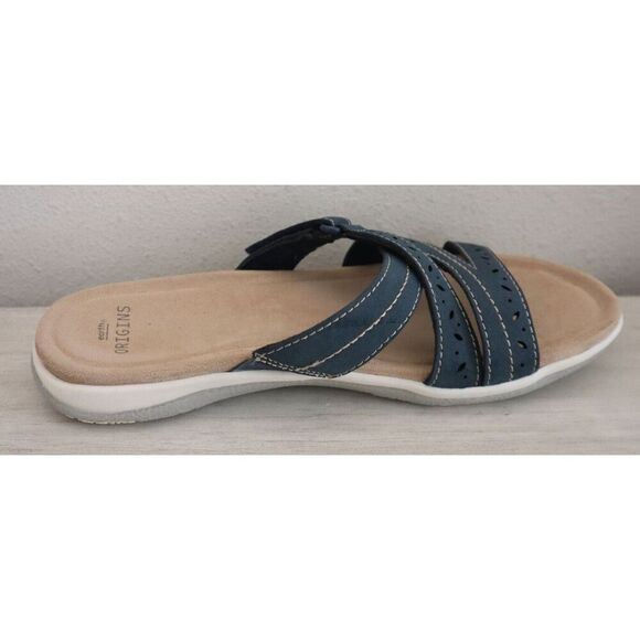 Earth Origins Women's Sz 11 M Navy Blue Perforated Sandra Slide Sandals - Picture 10 of 12